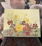 Vintage 1984 Signed Art Dried Pressed Flowers Collage On Canvas Dried Flower