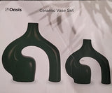 Set of 2 Black Ceramic Vases for Pampas Grass and Flowers - Modern Boho... Pampas Grass