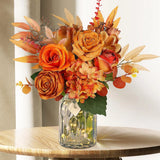 Fall Decor Artificial Flowers with Vase, Faux Silk Flowers Arrangement in Vase, Hydrangea