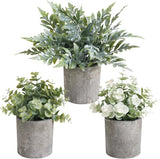 3 Pack Mini Potted Fake Plants Artificial Plastic Indoor Eucalyptus Plants for H Green Plant