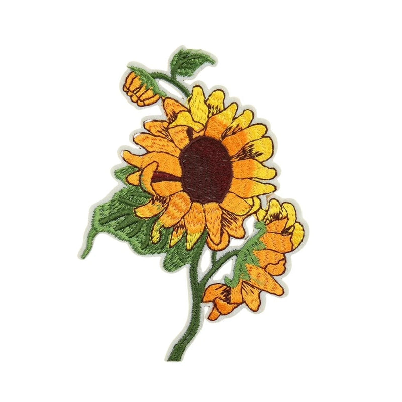 5PCS Embroidered Sunflower Iron on Patches Flower Applique Sew On Badge Sunflower