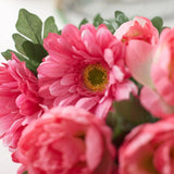 22" Pink Artificial Peony and Gerbera Floral Bush Peony