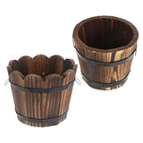 2 Pcs Solid Wood Carbonized Flowerpot Rustic Plant Wooden Garden Decorative Garden Plants
