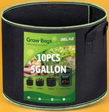 Grow Bags 5-Gal 10-Pack Premium Fabric Reusable Breathable Garden Plants Garden Plants