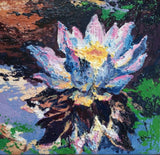 Landscape Painting Original Art White Pink Lotus Water Lily Floral Painting Lily