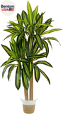 Artificial Dracaena Tree, 5Ft Tall Fake Dracaena Plant with Basket, Indoor Outdo Green Plant