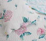 SPRING BLOOM 3pc King QUILT : COZY LARGE FLOWER GARDEN PINK BLUE HYDRANGEA Hydrangea