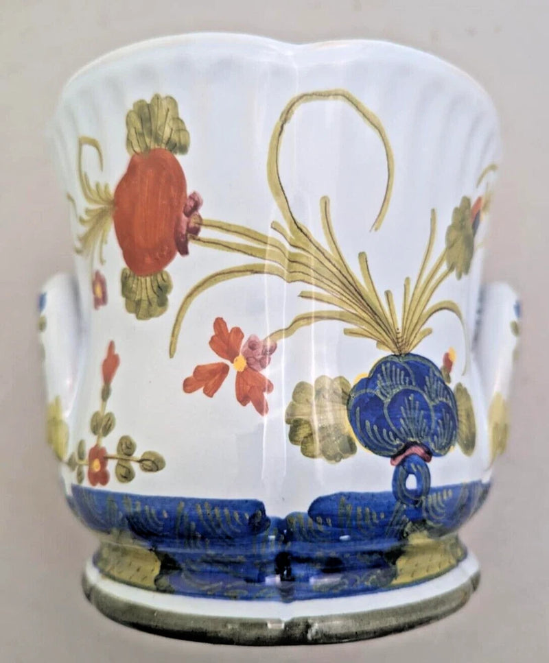 RARE VTG AMM Faenza Garofano Blue Carnation Italian Planter Cachepot 6" Carnation