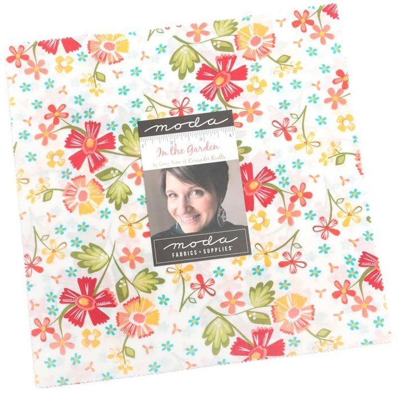 In The Garden Moda Layer Cake, 42 100% Cotton 10-inch Precut Quilt Squares Flowering Plants