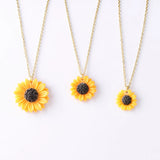 New Sunflower Pendant Necklace Silver & Gold Chain 15mm 18mm 25mm Resin Flower Sunflower