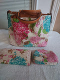 DOONEY  & BOURKE __HYDRANGEA__ MONOGRAM__ CREAM __FLORAL 3)__ PIECE SET Hydrangea