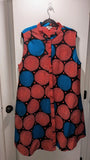 Zuri Kenya Hydrangea Floral Pattern Shirt Sleeveless Dress Button Up sz 1XL Hydrangea