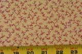 By 1/2 Yd, Vintage, Red Calico on Tan Quilt Cotton, Classic Cottons, P8497 Flowering Plants