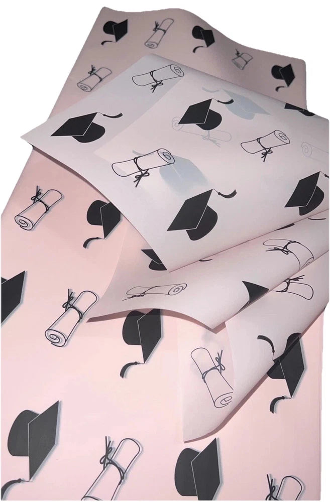 Graduation Bouquet Wrapping Paper Pink 20 Sheets Waterproof Bouquet