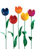 Metal Tulip Stakes, Set of 5 Green Plant