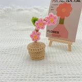 DIY Hand-Woven Mini Potted Crochet Homemade Flower Decoration Tulip Office Lily