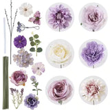 2 In. Purple Indoor/Outdoor Artificial Peony Rose Dahlias Flower with Stems for Peony