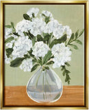 Elegant White Hydrangea Bouquet in Gold Frame - 24x30 Still Life Art Hydrangea