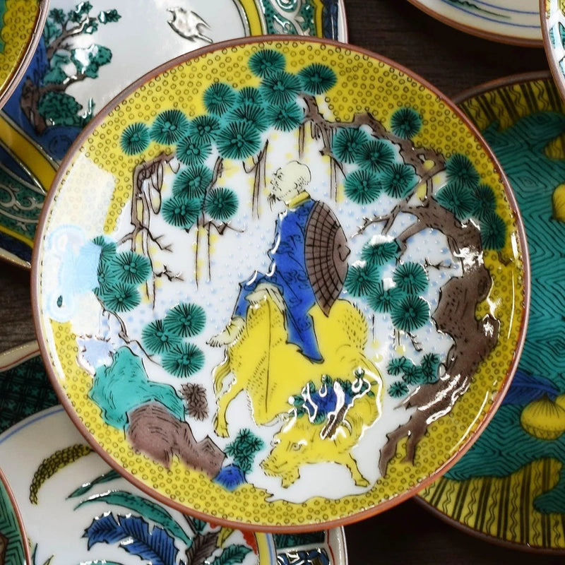 New Masterpiece Kutani Ware Mini Plate Yoshidaya Peony Flower Portrait Oak Peony