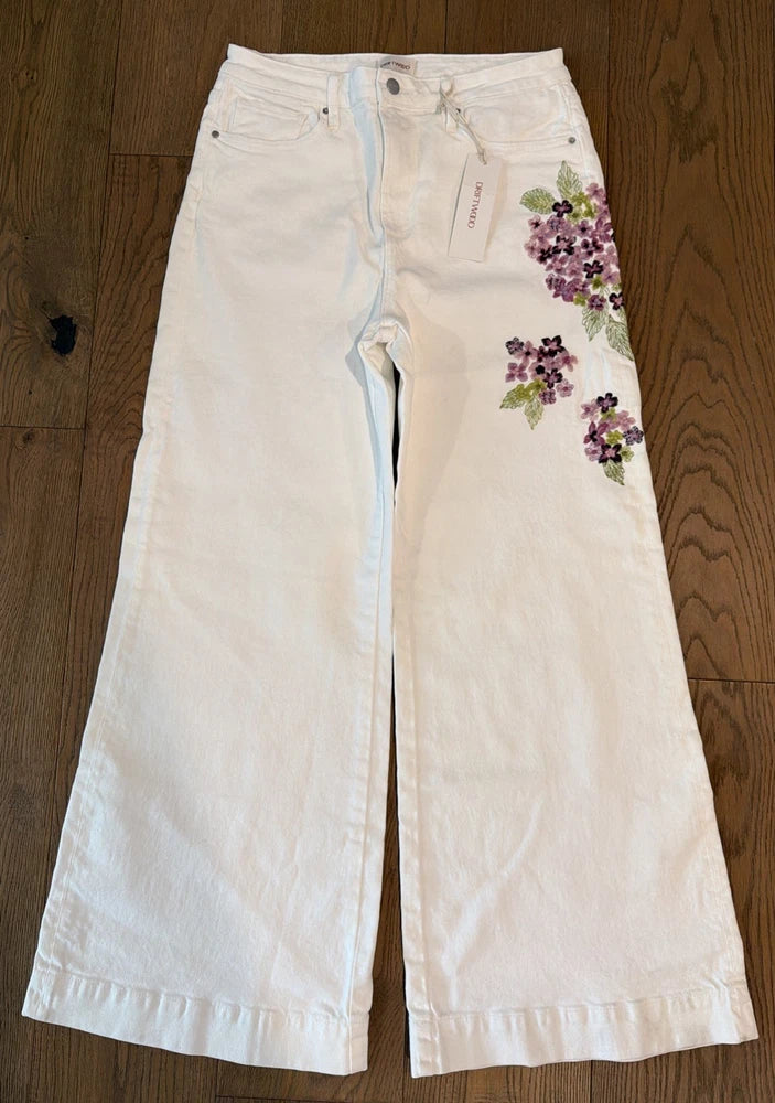 NWT Sundance Catalog Driftwood White Flower ÒMartha Hydrangea JeansÓ Sz 27 X 30 Hydrangea
