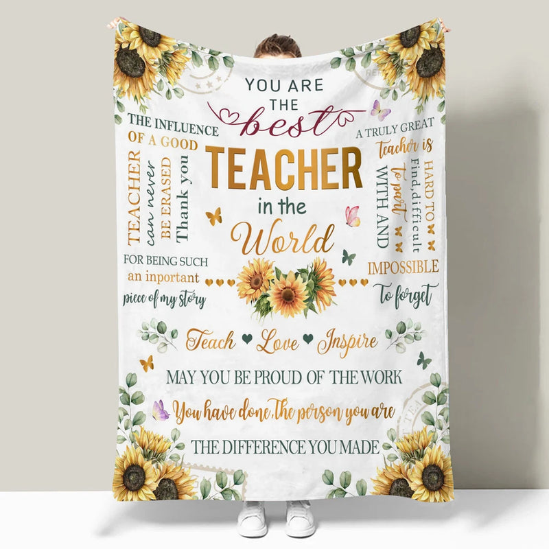Yellow Sunflower Floral Teacher's Day Throw Blanket for Couch Bed Sofa Office Sunflower