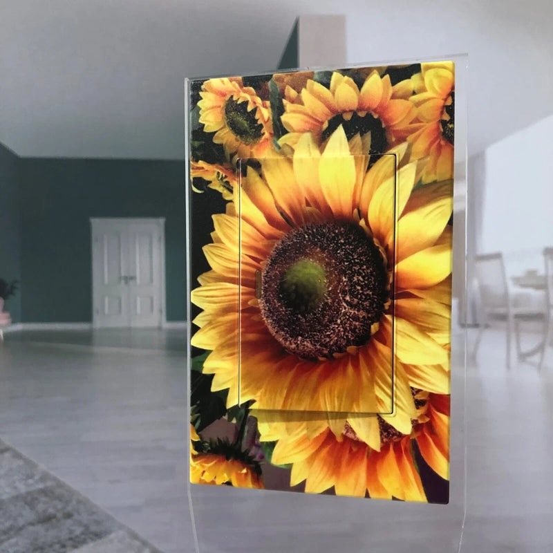 Sunflower decorative light switch cover with bright yellow flower design