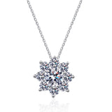 1-2Ct D Color Moissanite Sunflower Pendant Necklace Women 925 Sterling Silver Sunflower