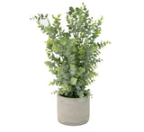 Faux Floral Boxwood Plant White Round Cement Pot Office Desk Topiary Shrub Green Plant