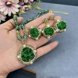 Emerald Jewelry Shell Powder Pressed Peony Flower Ornaments Christmas Girl Gift Peony