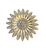 Vintage Gold Tone Rhinestone Statement Sunflower Flower Sun Brooch Sunflower