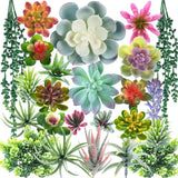 24 Pcs Artificial Succulent Plants Fake Succulent Plants Unpotted Faux Succul... Green Plant