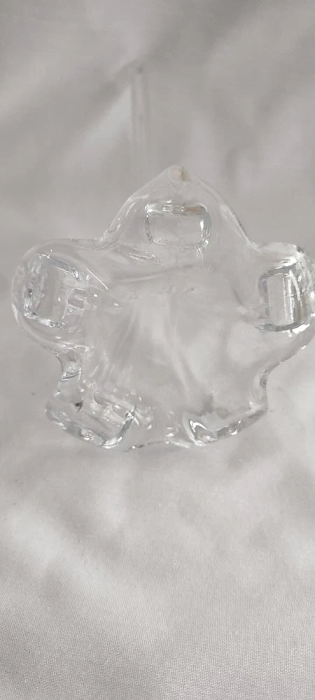 Vintage Handcrafted Blown Crystal Clear Glass  Lily Flower Lily