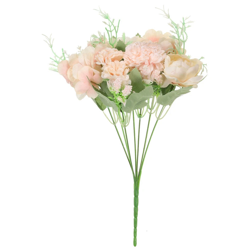 7 Branch Artificial Silk Rose Hydrangea Fake Flowers with Stem Pink Hydrangea
