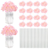 40-Pack Silk Hydrangea Flowers for Home Decor [Pink Border Yellow Heart] Hydrangea