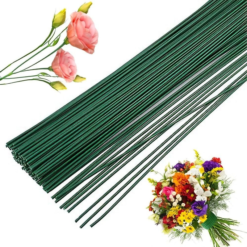 200PCS 22-Gauge 16" Floral Stem Wire Dark Green for Flower Arrangements DIY Green Plant