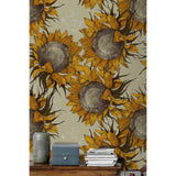 Retro Sunflowers Removable | Colorful Field Flora | Repositionable wall mural Sunflower