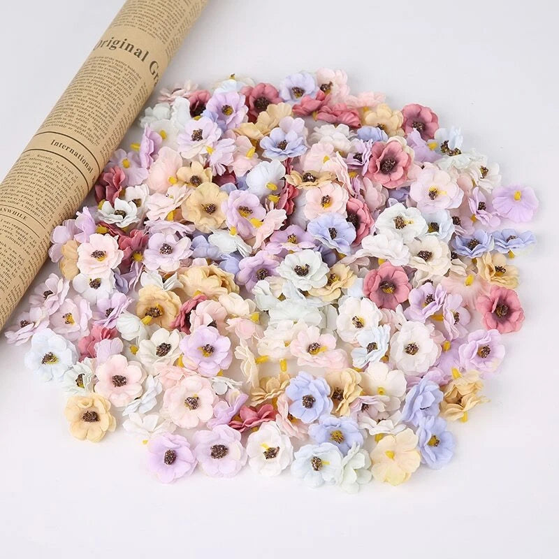 25Pcs 3cm Multicolor Daisy Flower Heads Mini Silk Artificial Flowers for Wedding Daisies