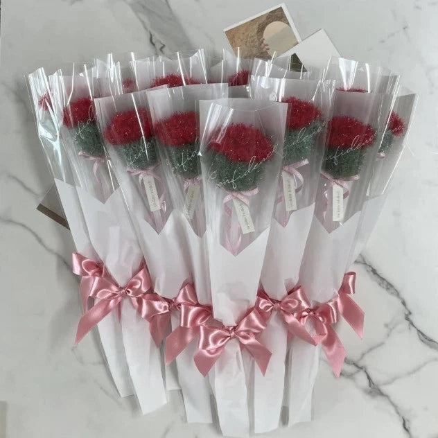 3pcs Crochet Carnation Flower Scrubber - Handmade Kitchen Decor Gift, Random Carnation